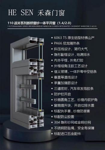禾森門窗110戰(zhàn)斧系列斷橋窗紗一體平開窗：匠心之作，品質(zhì)之選